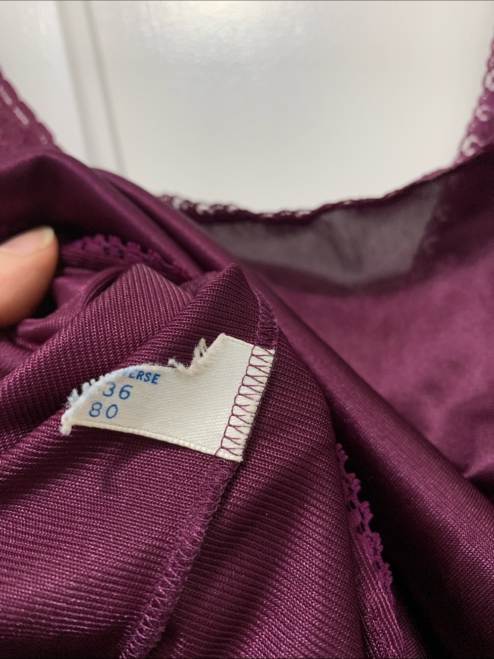 4/$10 Lace-Trim Satin Camisole - Plum Size 36 - Picture 3 of 3